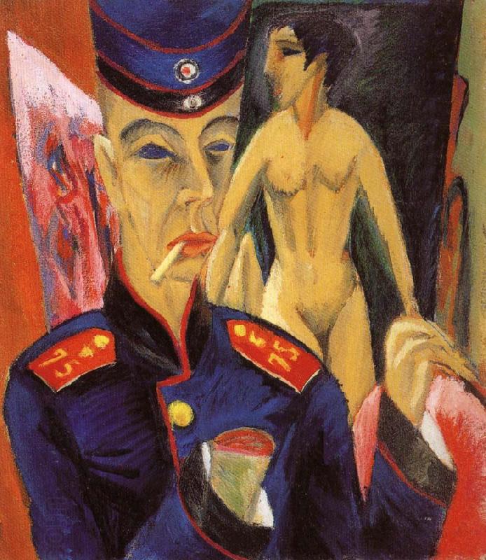 Ernst Ludwig Kirchner Selbstbildnis als Soldat China oil painting art